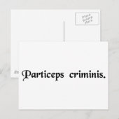 Carte Postale Partenaire dans la criminalité. (Devant / Derrière)