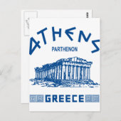 Carte Postale Parthénon - Athènes - Grec (bleu) (Devant / Derrière)
