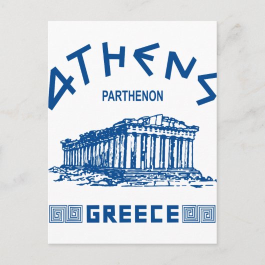 Carte Postale Parthénon - Athènes - Grec (bleu) (Devant)