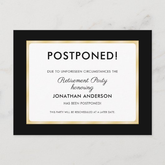 Carte Postale Parti de retraite professionnelle reportée (Devant)