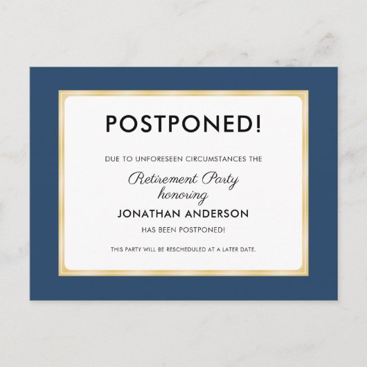 Carte Postale Parti de retraite reporté (Devant)