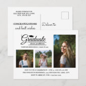 Carte Postale Parti moderne blanc 3-Photo Graduation Party (Devant / Derrière)