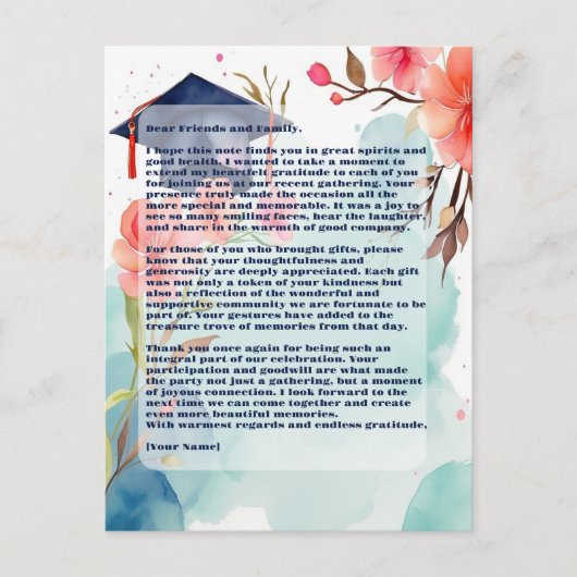 Carte Postale Partie de graduation de l'aquarelle (Devant)