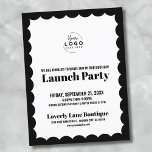 Carte Postale Partie de lancement du logo d'événement profession<br><div class="desc">Une invitation amusante mais simple pour une grande ouverture d'entreprise ou un événement de lancement de marque ou de produit. Ajoutez votre propre logo en haut pour lui donner votre marque, et vous pouvez modifier toutes les couleurs d'élément pour qu'elles correspondent aux couleurs de votre marque. Vous pouvez même changer...</div>