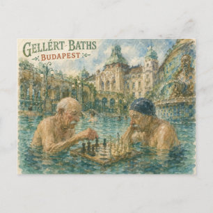 Carte Postale Partie d'échecs Bains Gellert Budapest Hongrie
