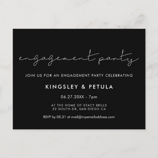 Carte Postale Partie d'engagement minimaliste manuscrit (Devant)