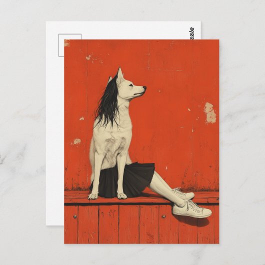 Carte Postale Partie drôle Chien partie humain (Devant / Derrière)