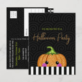 Carte Postale Parties scintillant amusante Citrouille Halloween  (Devant / Derrière)