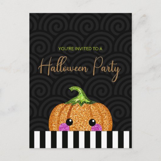 Carte Postale Parties scintillant amusante Citrouille Halloween  (Devant)