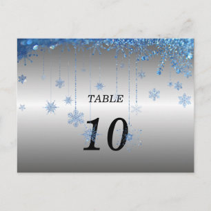 Carte Postale parties scintillant argent flocon de neige Numéro