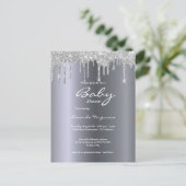 Carte Postale Parties scintillant argent goutte à goutte baby sh (Debout devant)