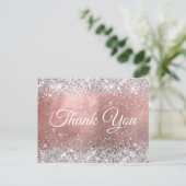 Carte Postale Parties scintillant argenté Rose  or Merci (Debout devant)