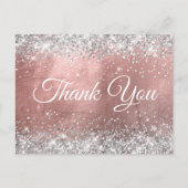 Carte Postale Parties scintillant argenté Rose  or Merci (Devant)