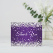 Carte Postale Parties scintillant argentée Sparkly Merci violet  (Debout devant)