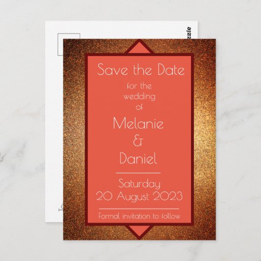 Carte Postale Parties scintillant Art déco moderne Gatsby Save t (Devant / Derrière)