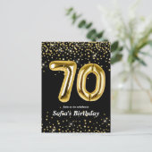 Carte Postale parties scintillant ballon en or pour 70e annivers (Debout devant)