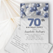 Carte Postale Parties scintillant bleu bleu marine en argent 70e