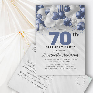 Carte Postale Parties scintillant bleu bleu marine en argent 70e
