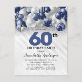 Carte Postale Parties scintillant bleu marine en argent 60e anni (Devant)