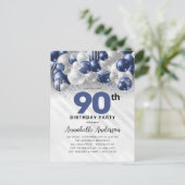 Carte Postale Parties scintillant bleu marine en argent 90e anni (Debout devant)