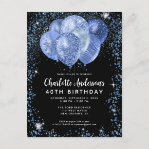 Carte Postale Parties scintillant Bleue de la Marine Noire moder