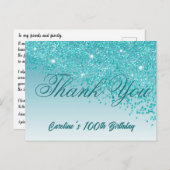 Carte Postale Parties scintillant bleue turquoise, 100e annivers (Devant / Derrière)