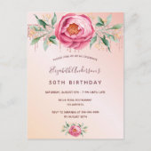 Carte Postale Parties scintillant d'anniversaire rose rose rose  (Devant)