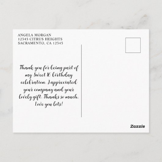 Carte Postale Parties scintillant d'argent Aqua Blue Sweet 16 Co (Dos)