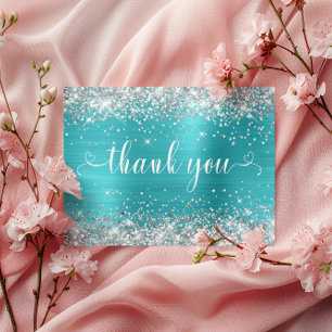 Carte Postale Parties scintillant d'argent Aqua Blue Sweet 16 Co