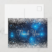 Carte Postale Parties scintillant d'argent bleue Pleiades Merci (Devant / Derrière)
