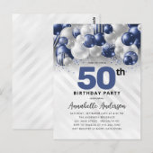 Carte Postale Parties scintillant de la Marine Blue Silver Ballo (Devant / Derrière)