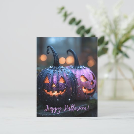 Carte Postale Parties scintillant déplaisante Citrouilles Hallow (Debout devant)