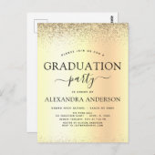 Carte Postale Parties scintillant d'or 2022 Graduation Party Inv (Devant / Derrière)