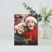 Carte Postale Parties scintillant d'or Calligraphie Photo Noël (Debout devant)