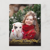 Carte Postale Parties scintillant d'or Calligraphie photo Noël l (Devant)