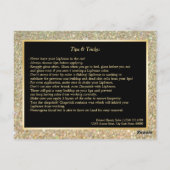 Carte Postale Parties scintillant d'or Conseils d'instruction su (Dos)