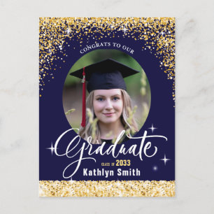 Carte Postale Parties scintillant d'or élégant Graduation Party 