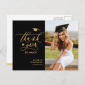 Carte Postale Parties scintillant d'or Elegant Script Graduation (Devant / Derrière)