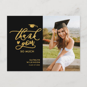 Carte Postale Parties scintillant d'or Elegant Script Graduation