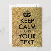 Carte Postale Parties scintillant d'or et Noir garder le calme e (Devant / Derrière)
