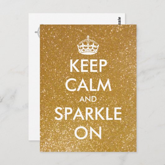 Carte Postale Parties scintillant d'or Gardez calme et brillant (Devant / Derrière)