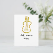 Carte Postale Parties scintillant d'or guitare acoustique ajoute (Debout devant)