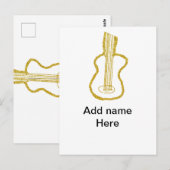 Carte Postale Parties scintillant d'or guitare acoustique ajoute (Devant / Derrière)