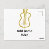 Carte Postale Parties scintillant d'or guitare acoustique ajoute (Dos)