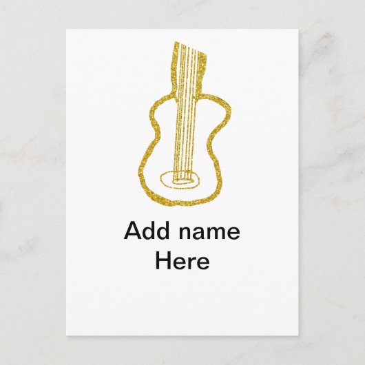 Carte Postale Parties scintillant d'or guitare acoustique ajoute (Devant)