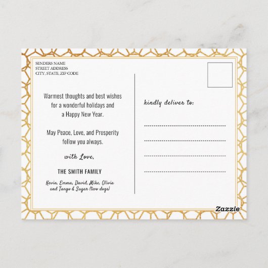 Carte Postale parties scintillant d'or moderne 2023 Script 2 Cal (Dos)