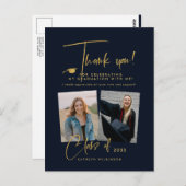 Carte Postale Parties scintillant d'or moderne Script Graduatio (Devant / Derrière)