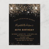 Carte Postale Parties scintillant d'or noir anniversaire QR invi (Devant)