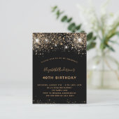 Carte Postale Parties scintillant d'or noir anniversaire QR invi (Debout devant)
