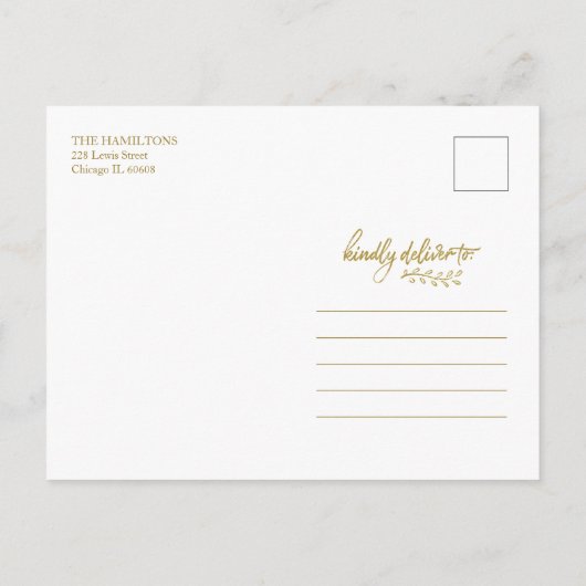 Carte Postale Parties scintillant d'or photo manuscrite Joyeux N (Dos)